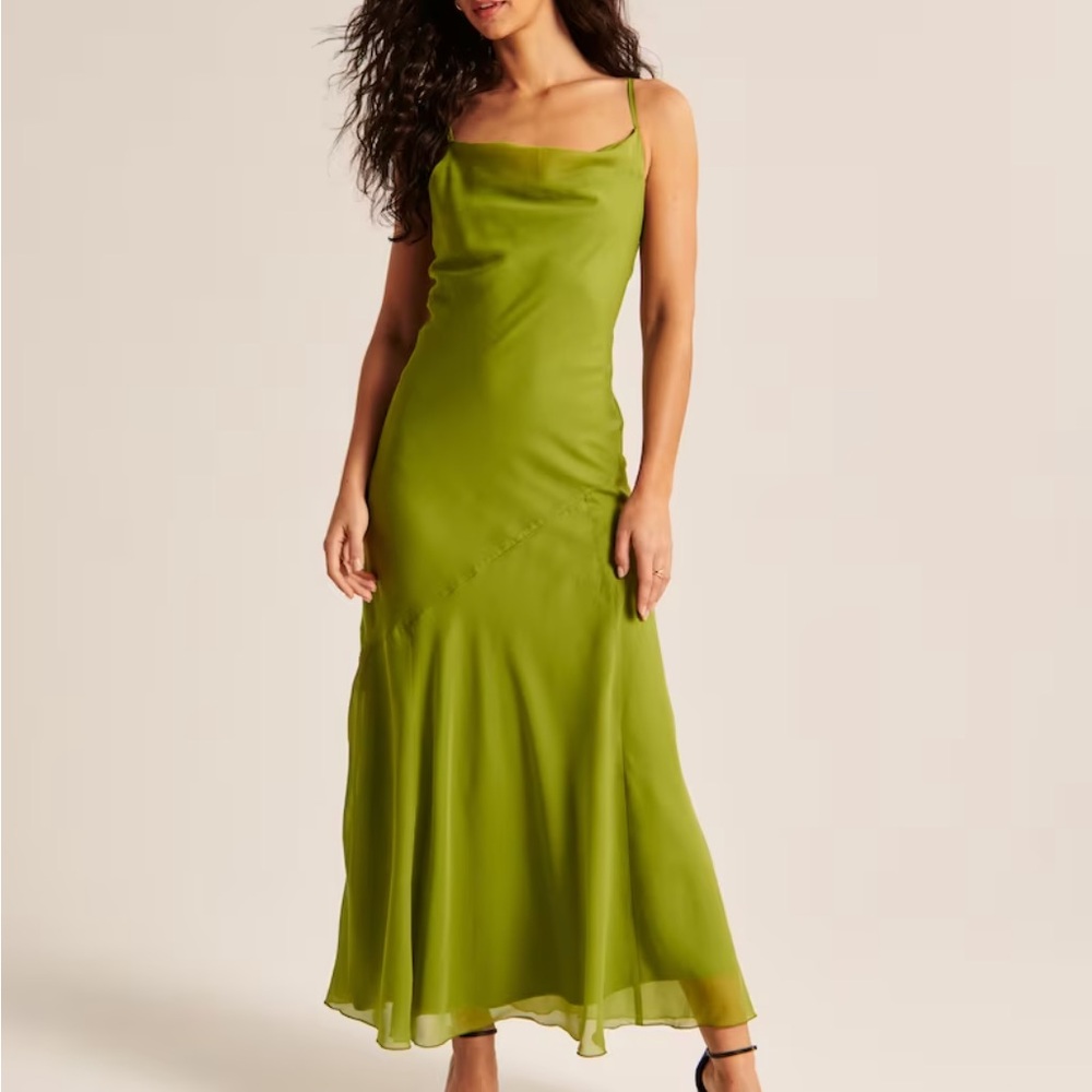 Abercrombie&Fitch Green Cowl Neck Slip Dress